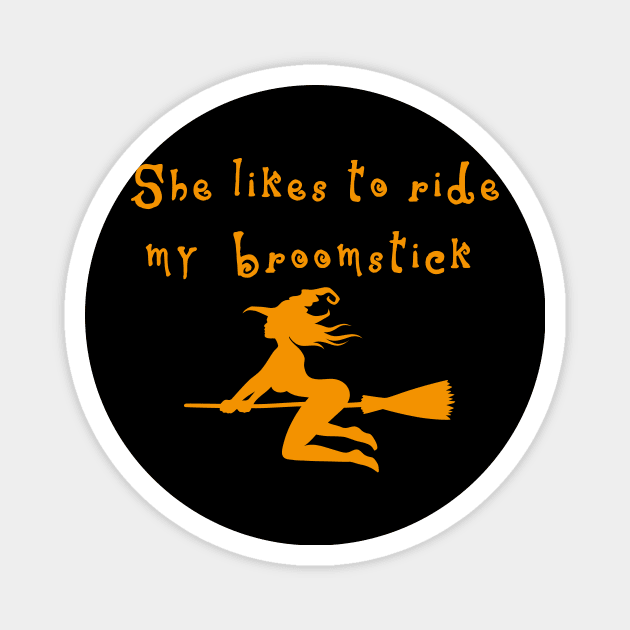 halloween couples She Likes My Broomstick Magnet by YOUNESS98